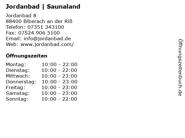 Jordanbad | Saunaland in Biberach an der Riß: Adresse und Öffnungszeiten