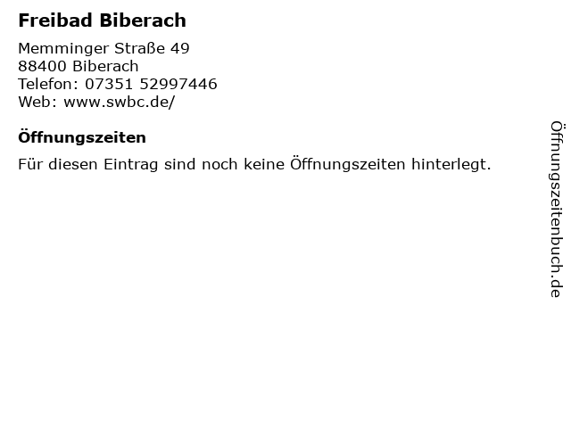 Freibad Biberach in Biberach: Adresse und Öffnungszeiten