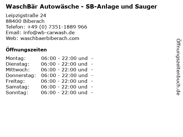 WaschBär Autowäsche - SB-Anlage und Sauger in Biberach: Adresse und Öffnungszeiten