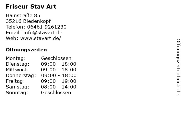 Friseur Stav Art in Biedenkopf: Adresse und Öffnungszeiten