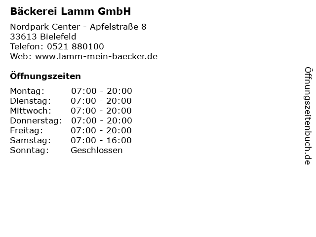 Bäckerei Lamm GmbH in Bielefeld: Adresse und Öffnungszeiten