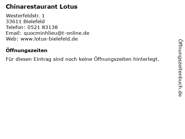 Chinarestaurant Lotus in Bielefeld: Adresse und Öffnungszeiten
