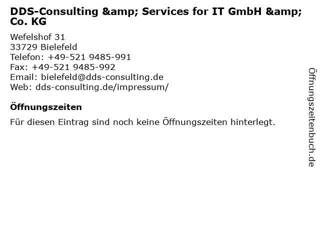 DDS-Consulting & Services for IT GmbH & Co. KG in Bielefeld: Adresse und Öffnungszeiten