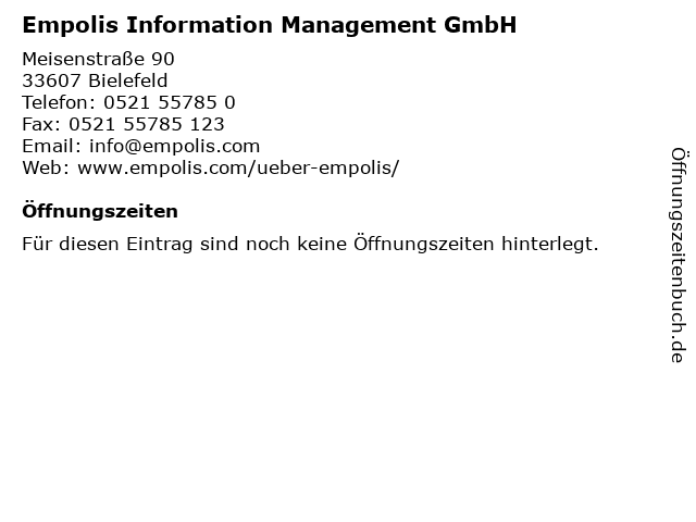 Empolis Information Management GmbH in Bielefeld: Adresse und Öffnungszeiten