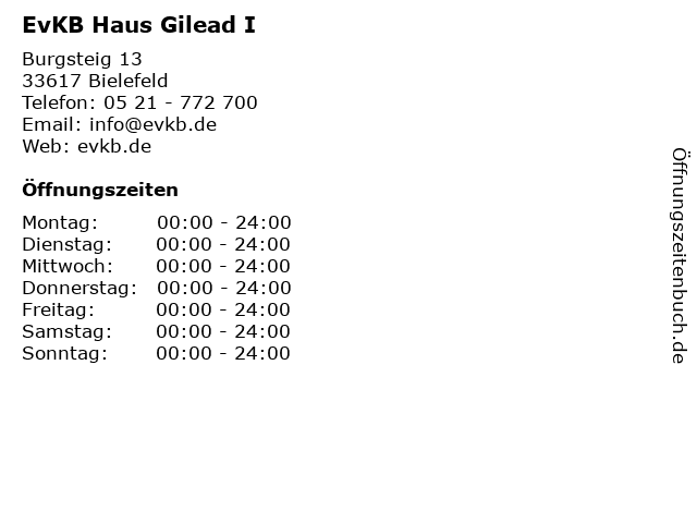 EvKB Haus Gilead I in Bielefeld: Adresse und Öffnungszeiten