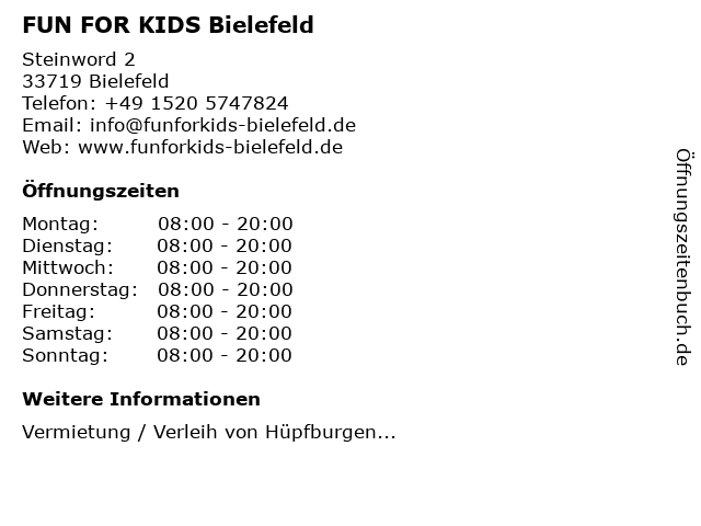 FUN FOR KIDS Bielefeld in Bielefeld: Adresse und Öffnungszeiten
