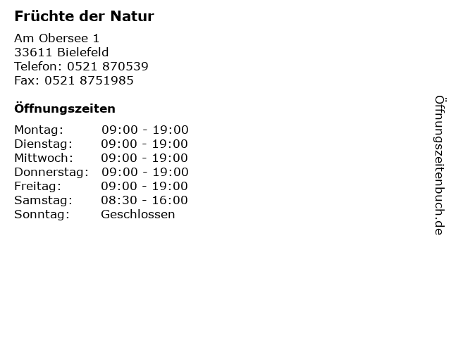Früchte der Natur in Bielefeld: Adresse und Öffnungszeiten