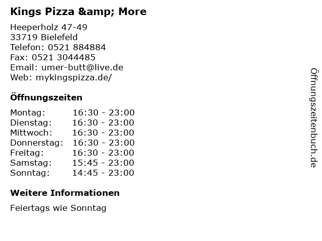 Kings Pizza & More in Bielefeld: Adresse und Öffnungszeiten