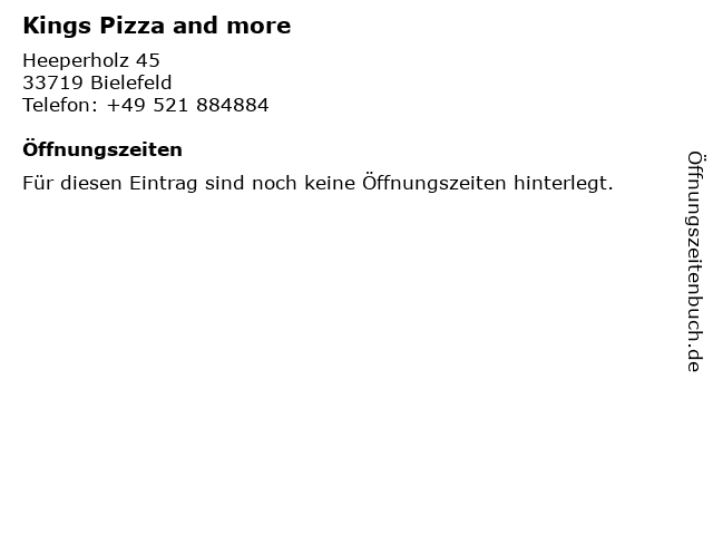 Kings Pizza and more in Bielefeld: Adresse und Öffnungszeiten