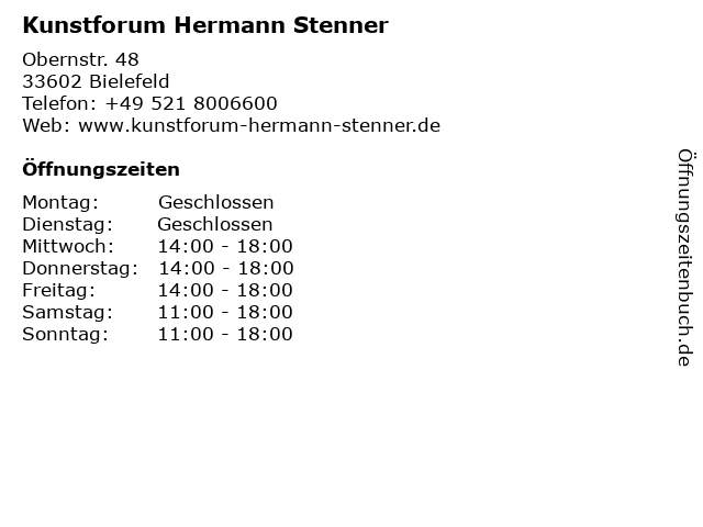 Kunstforum Hermann Stenner in Bielefeld: Adresse und Öffnungszeiten