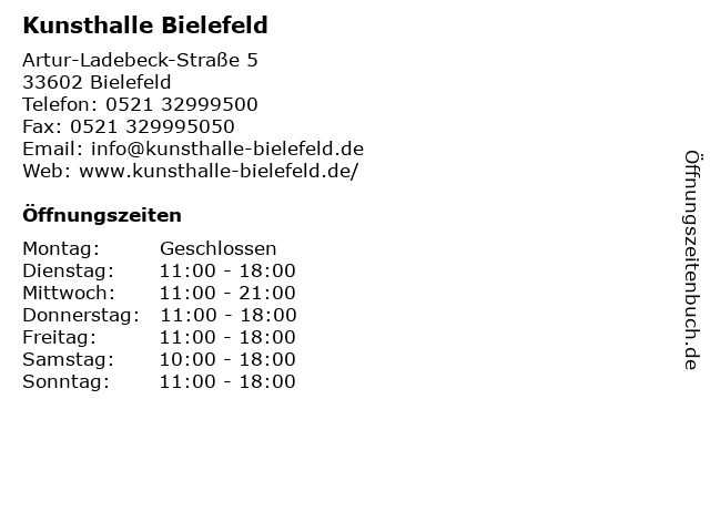Kunsthalle Bielefeld in Bielefeld: Adresse und Öffnungszeiten