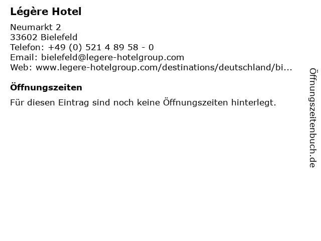 Légère Hotel in Bielefeld: Adresse und Öffnungszeiten
