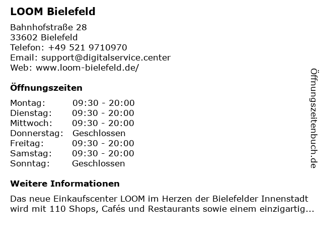 LOOM Bielefeld in Bielefeld: Adresse und Öffnungszeiten