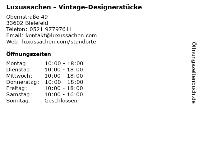 Luxussachen - Vintage-Designerstücke in Bielefeld: Adresse und Öffnungszeiten