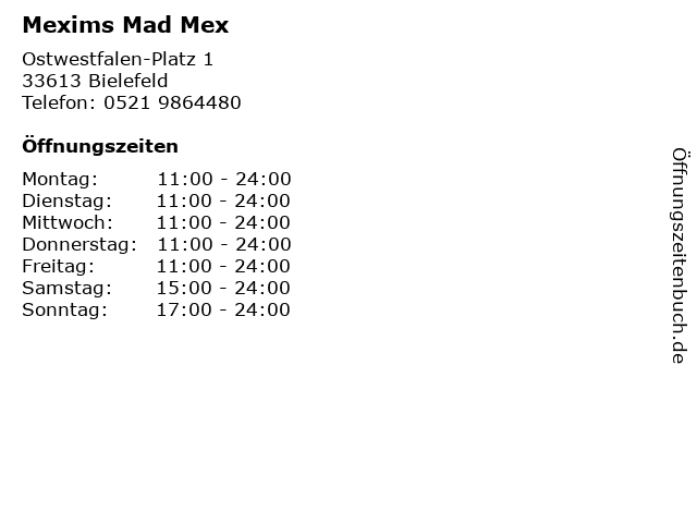 Mexims Mad Mex in Bielefeld: Adresse und Öffnungszeiten