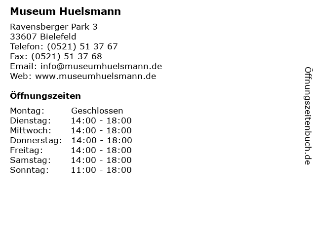 Museum Huelsmann in Bielefeld: Adresse und Öffnungszeiten