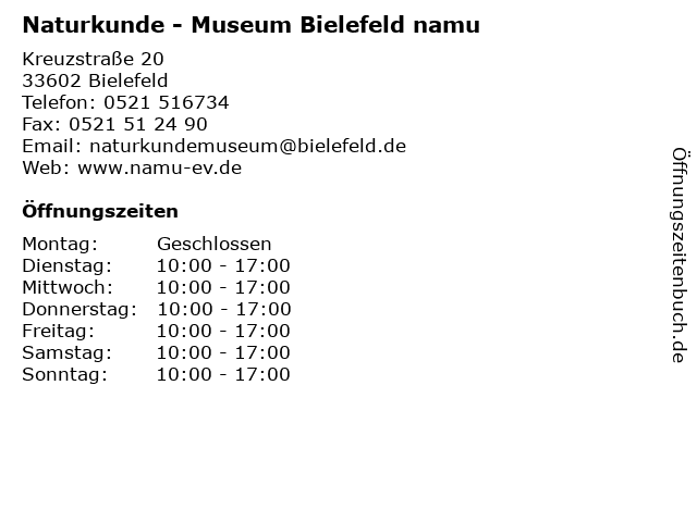 Naturkunde - Museum Bielefeld namu in Bielefeld: Adresse und Öffnungszeiten