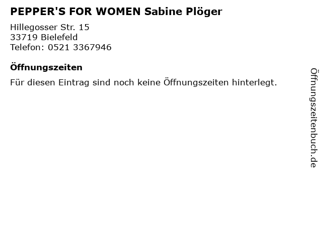 PEPPER'S FOR WOMEN Sabine Plöger in Bielefeld: Adresse und Öffnungszeiten