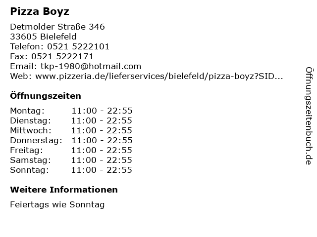 Pizza Boyz in Bielefeld: Adresse und Öffnungszeiten