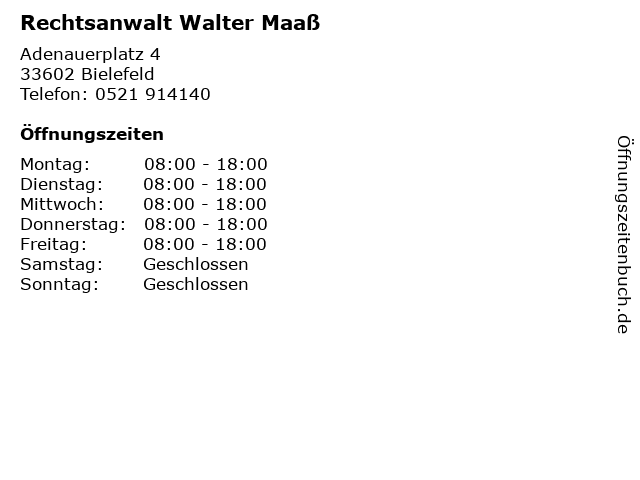 Rechtsanwalt Walter Maaß in Bielefeld: Adresse und Öffnungszeiten