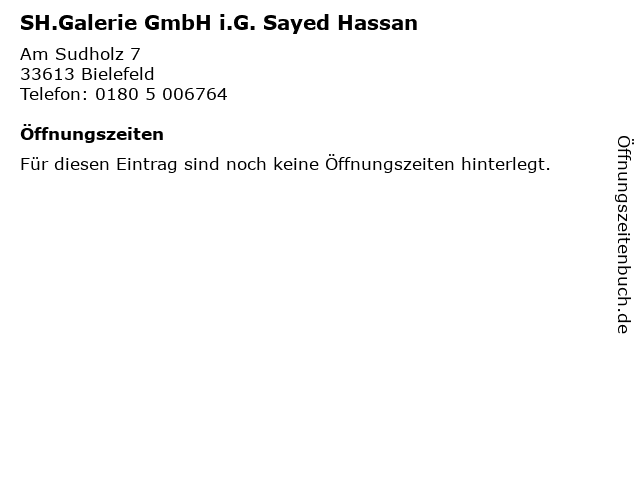 SH.Galerie GmbH i.G. Sayed Hassan in Bielefeld: Adresse und Öffnungszeiten