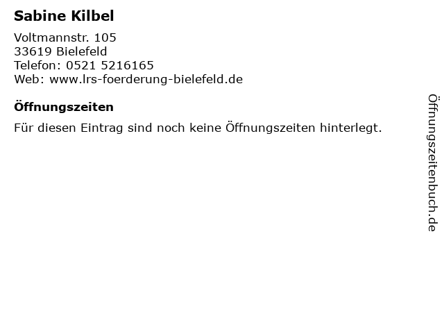 Sabine Kilbel in Bielefeld: Adresse und Öffnungszeiten
