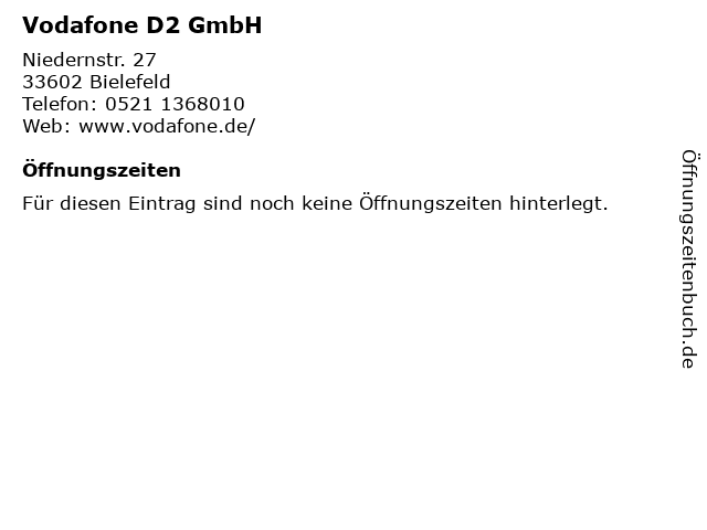 Vodafone D2 GmbH in Bielefeld: Adresse und Öffnungszeiten