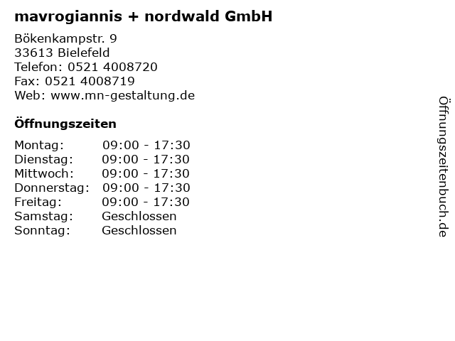 mavrogiannis + nordwald GmbH in Bielefeld: Adresse und Öffnungszeiten
