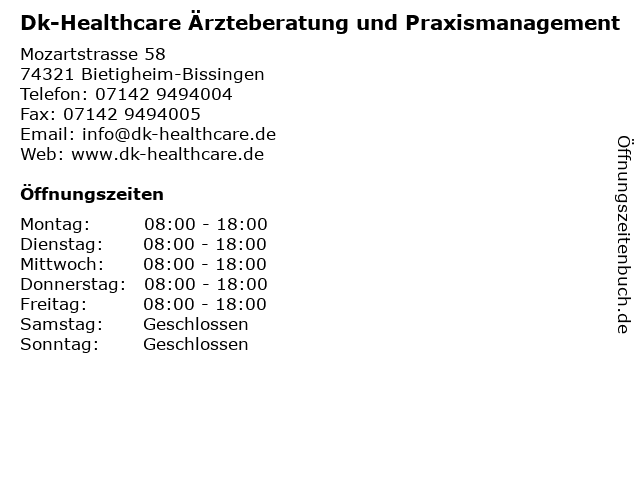 Dk-Healthcare Ärzteberatung und Praxismanagement in Bietigheim-Bissingen: Adresse und Öffnungszeiten