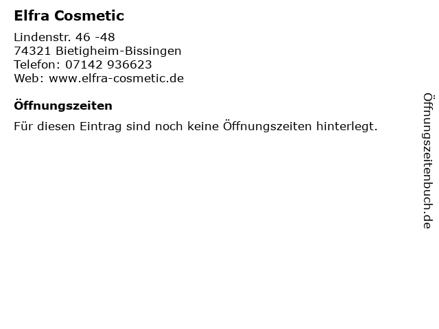 Elfra Cosmetic in Bietigheim-Bissingen: Adresse und Öffnungszeiten