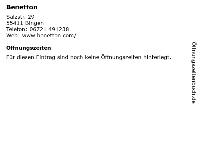 Benetton in Bingen: Adresse und Öffnungszeiten