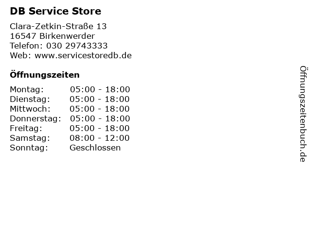 DB Service Store in Birkenwerder: Adresse und Öffnungszeiten