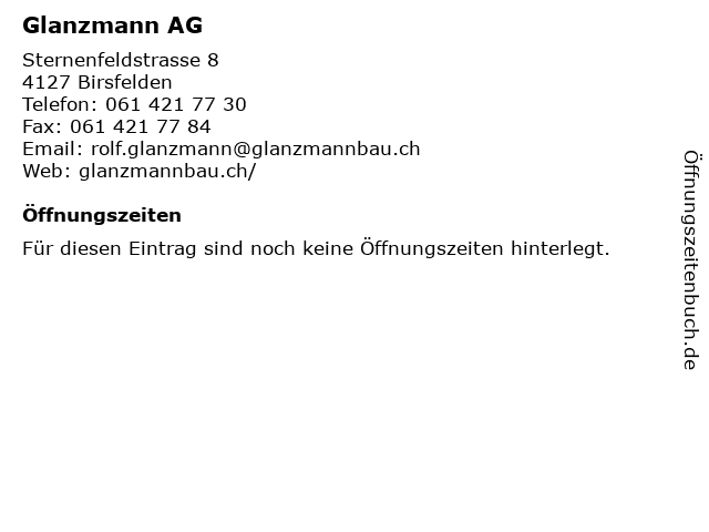 Glanzmann AG in Birsfelden: Adresse und Öffnungszeiten