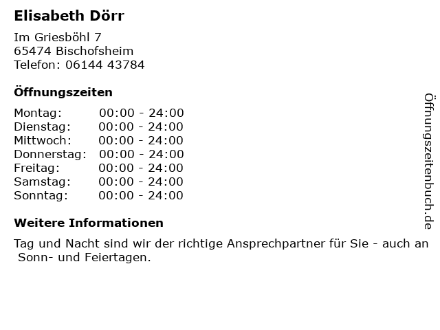Elisabeth Dörr in Bischofsheim: Adresse und Öffnungszeiten