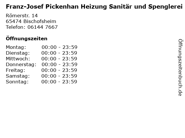 Franz-Josef Pickenhan Heizung Sanitär und Spenglerei in Bischofsheim: Adresse und Öffnungszeiten