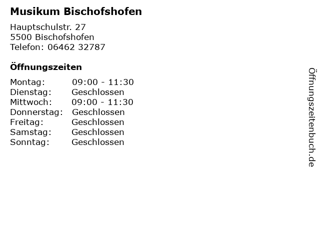Musikum Bischofshofen in Bischofshofen: Adresse und Öffnungszeiten