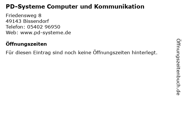 PD-Systeme Computer und Kommunikation in Bissendorf: Adresse und Öffnungszeiten