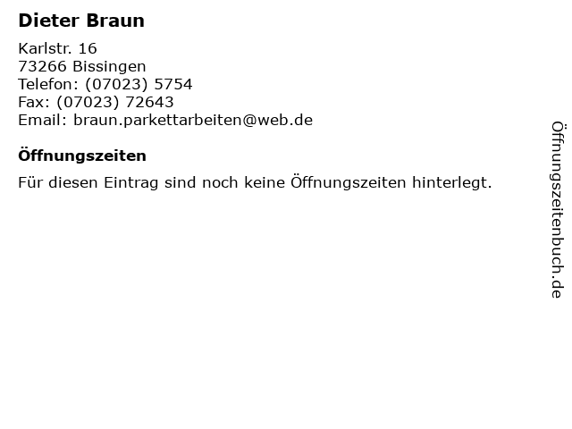 Dieter u. Elisabeth Braun Schreiner in Bissingen: Adresse und Öffnungszeiten
