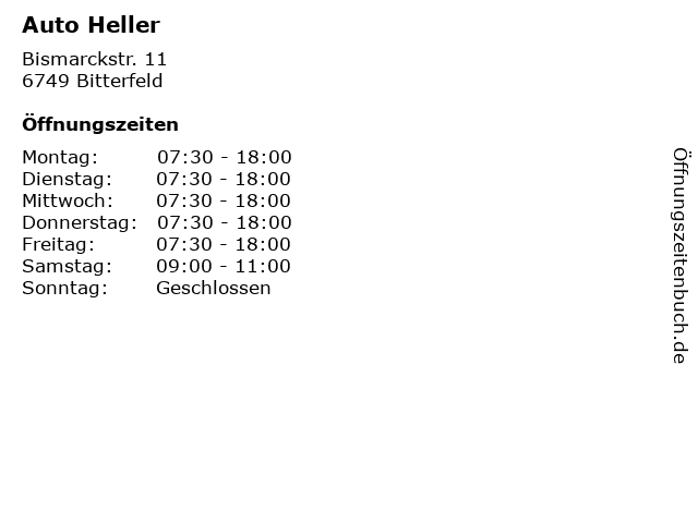 Auto Heller in Bitterfeld: Adresse und Öffnungszeiten