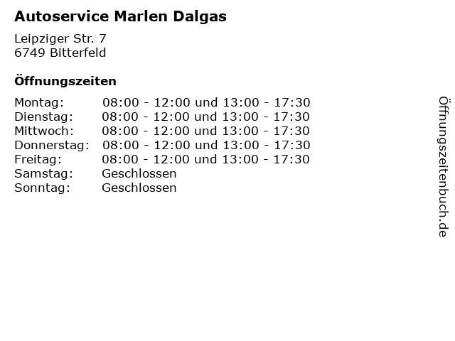 Autoservice Marlen Dalgas in Bitterfeld: Adresse und Öffnungszeiten