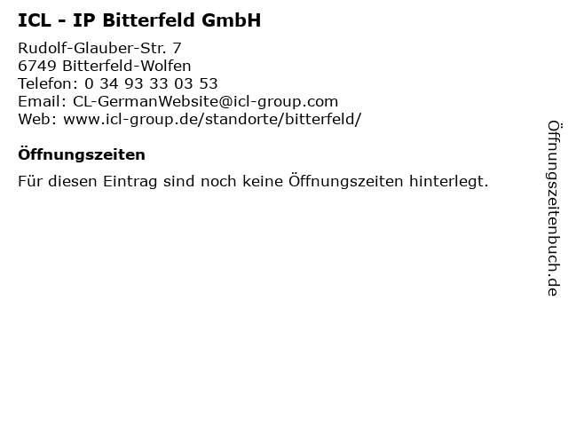 ICL - IP Bitterfeld GmbH in Bitterfeld-Wolfen: Adresse und Öffnungszeiten