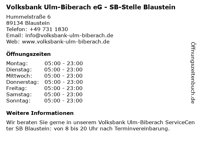 ᐅ Offnungszeiten Volksbank Ulm Biberach Eg Geschaftsstelle