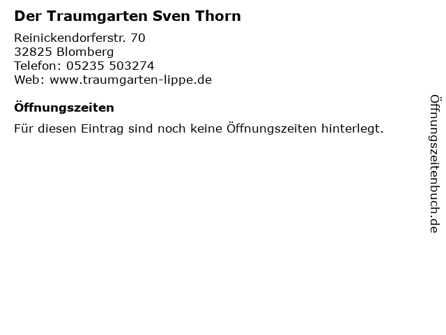 Der Traumgarten Sven Thorn in Blomberg: Adresse und Öffnungszeiten