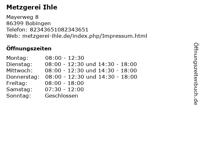 Metzgerei Ihle in Bobingen: Adresse und Öffnungszeiten