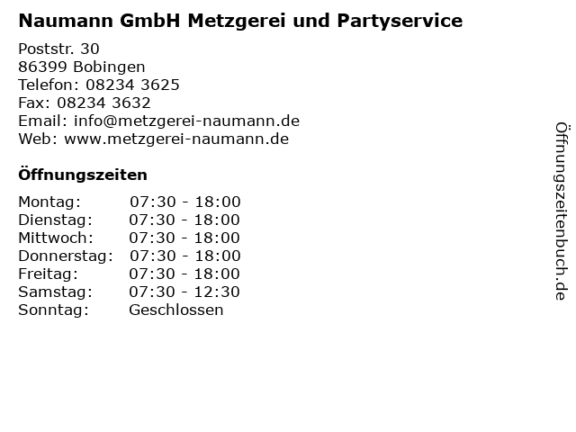 Naumann GmbH Metzgerei und Partyservice in Bobingen: Adresse und Öffnungszeiten