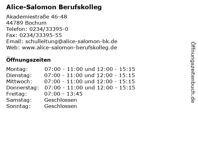 Ik heb een Engelse les Leegte Buiten adem ᐅ Öffnungszeiten „Alice-Salomon Berufskolleg“ | Akademiestraße 46-48 in  Bochum