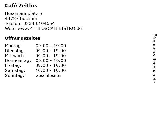 Café Zeitlos in Bochum: Adresse und Öffnungszeiten