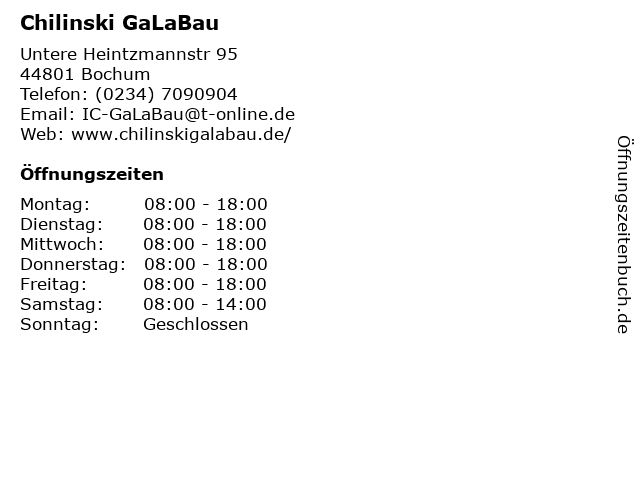 Chilinski GaLaBau in Bochum: Adresse und Öffnungszeiten