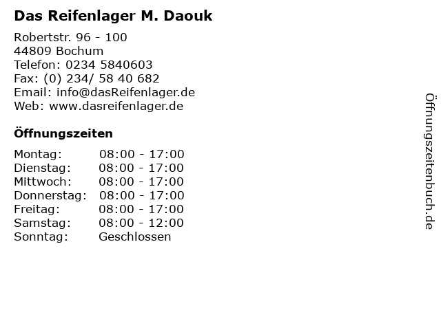 Das Reifenlager M. Daouk in Bochum: Adresse und Öffnungszeiten