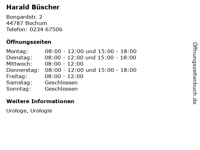 Harald Büscher in Bochum: Adresse und Öffnungszeiten